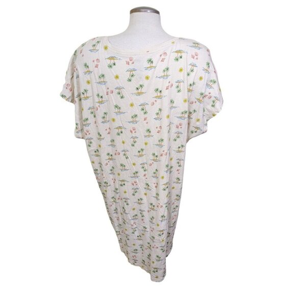 Womens Plus 2X Sleepwear Sleep Gown Palm Trees Sun Shells Vacation Resortwear - Picture 4 of 7